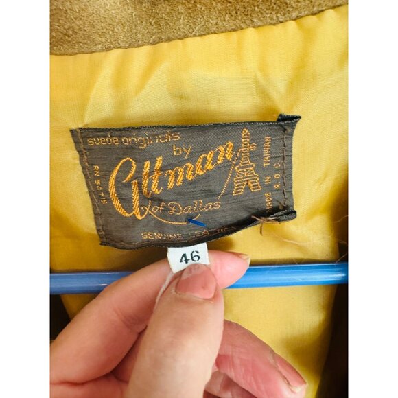 Vintage Altman Of Dallas Suede Knit Jacket 46 (XL) Beige Wool Blend Chore Coat - Picture 4 of 12